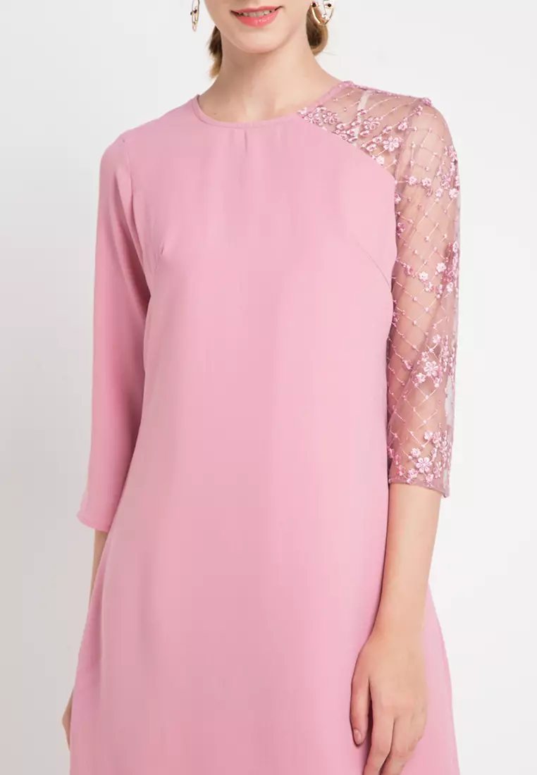 Allie Dress With Lace In Pink