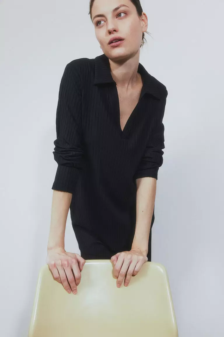 MAMA Ribbed polo top