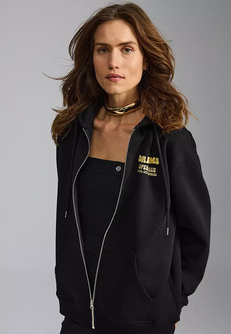 Printed Zipper Hoodie