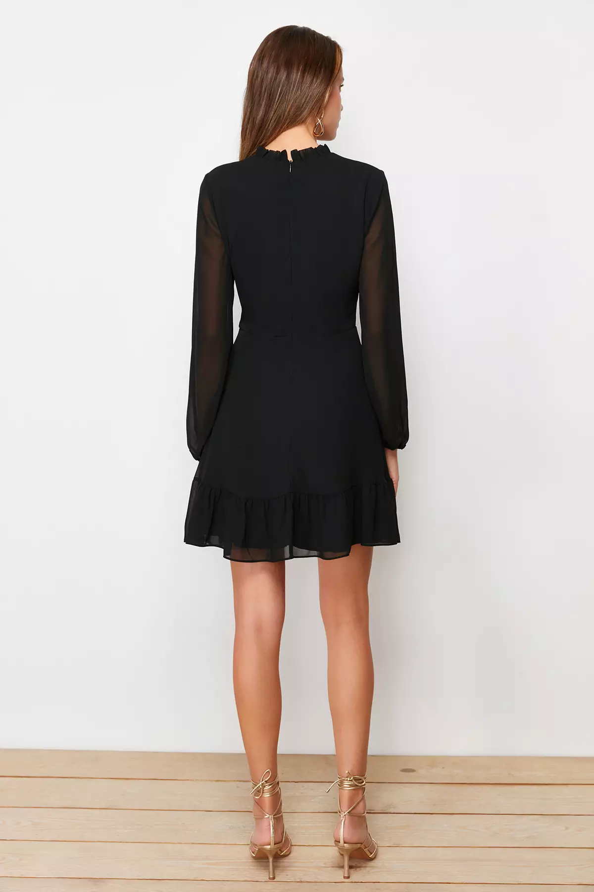 Long Sheer Sleeves Mini Dress