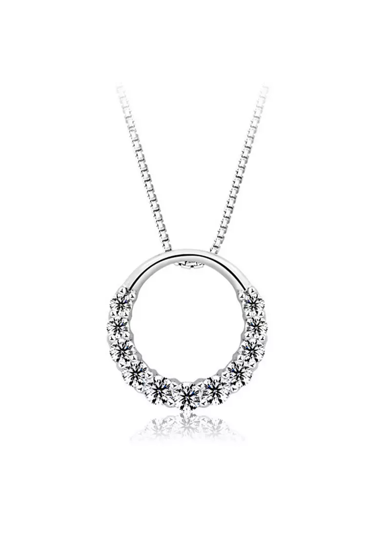 YOUNIQ D'Lord 925 Sterling Silver Necklace Pendant with Cubic Zirconia & Earrings Set