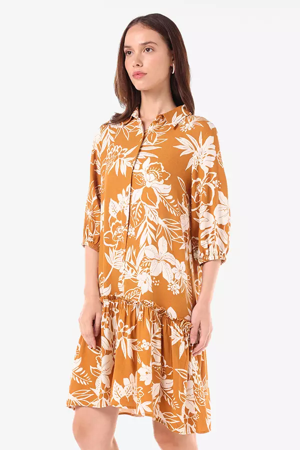 Minimal Diane Dress Mustard Warna Mustard