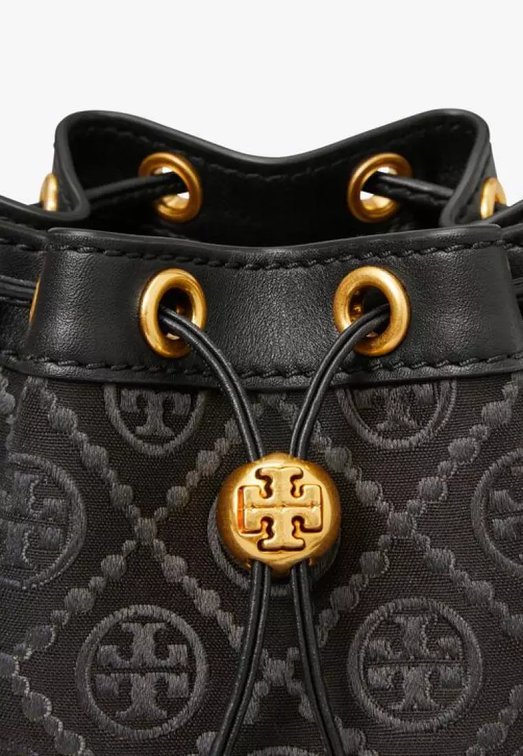 Tory Burch Mini T Monogram Bucket Bag Black