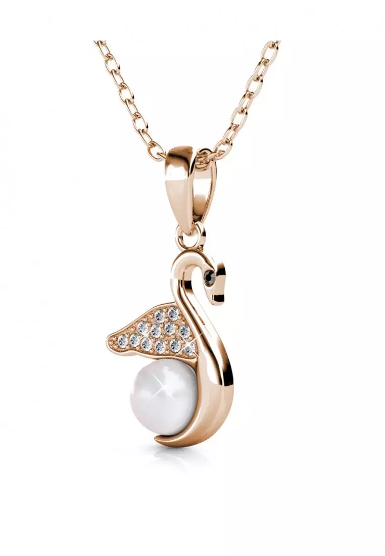Jane Swan Pendant RG - Kalung Crystal Swarovski by Her Jewellery