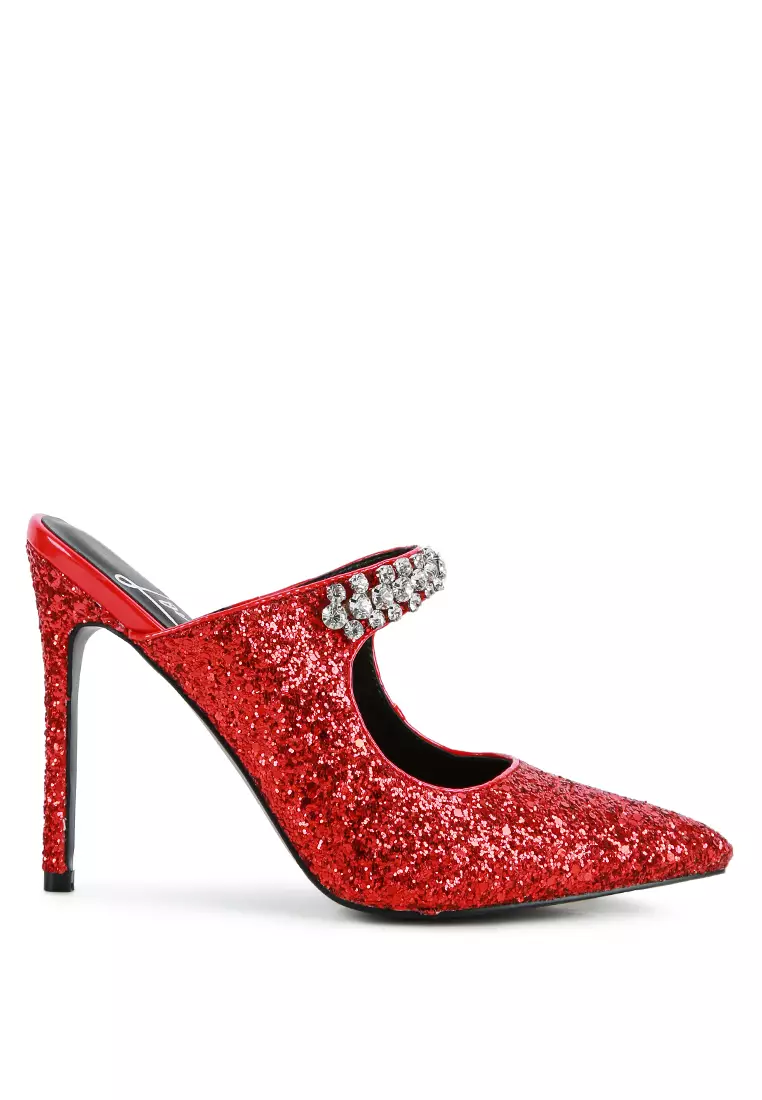 Buy London Rag Red Glitter Diamante High Heeled Sandals 2024