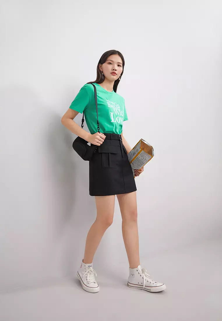 A-Line Short Skirt with Front Pockets