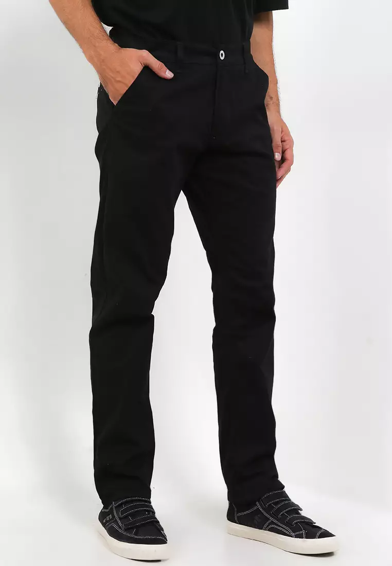 Celana Chino Pants Cotton Twill Stretch - Black
