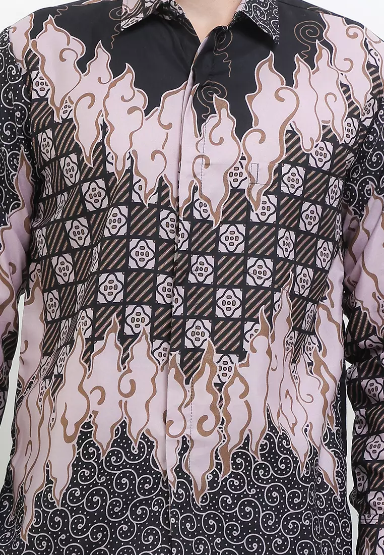 Saroja Kemeja Batik Exclusive Premium Pria Casual Modern Lengan Panjang