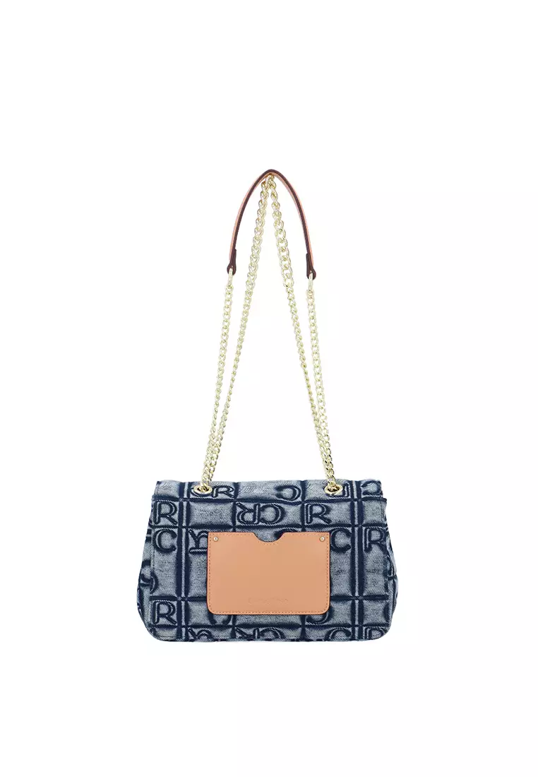Carlo GEO Denim 2 Way Shoulder Bag - Dark Blue