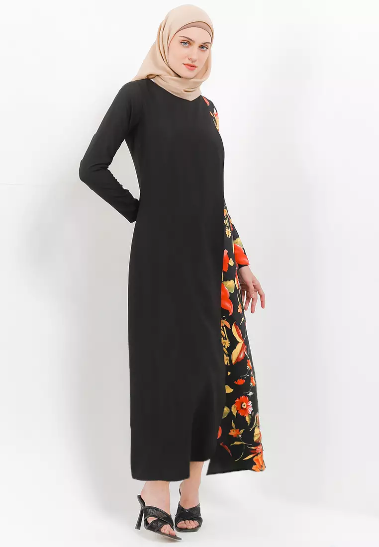 Sumira Dress In Red Black Floral Print