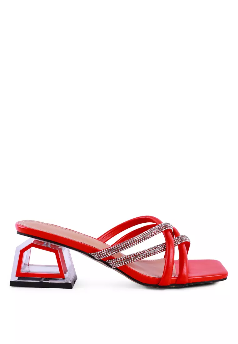 Red deals diamante sandals