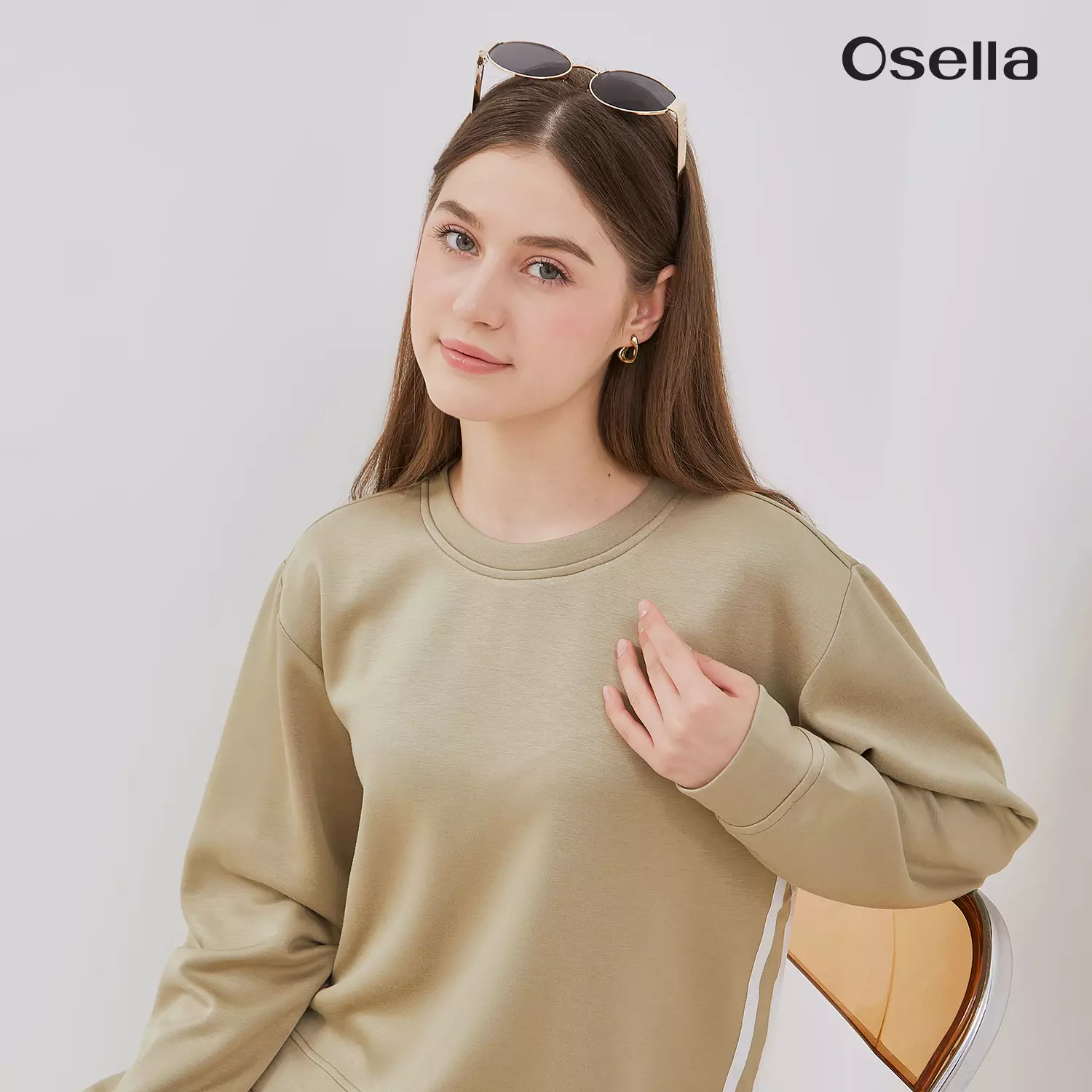 Osella Ember Sweatshirt With Stripe Detail 2111500592 | Sweater Wanita Lengan Panjang