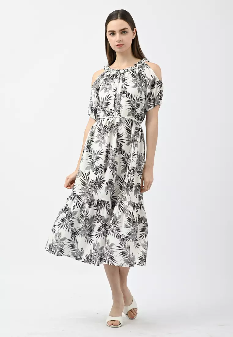 Cold Shoulder Floral Dress