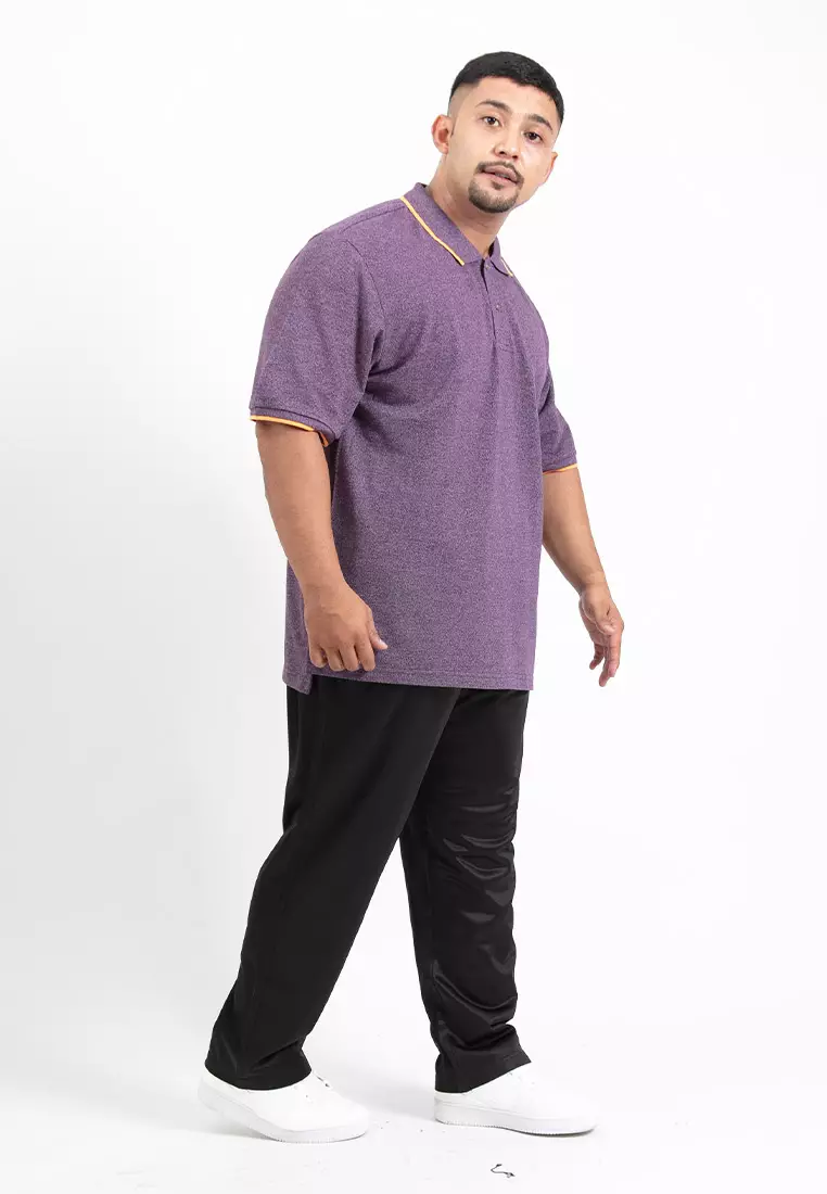 Forest Plus Size T Shirt Men Big Size Collar Casual Plain Polo Tee - 23231-70DkPurple