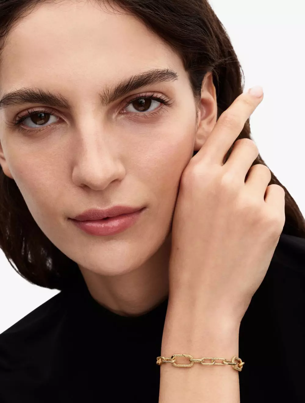 Texture 14k gold-plated link bracelet with 2 openable links