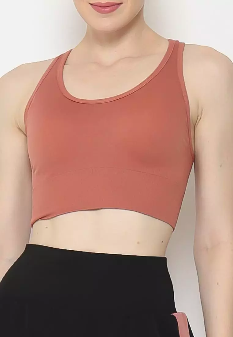 Fitwear - SportBra Olahraga Wanita RIN RIBBED CROP HOOK - Dusty Pink