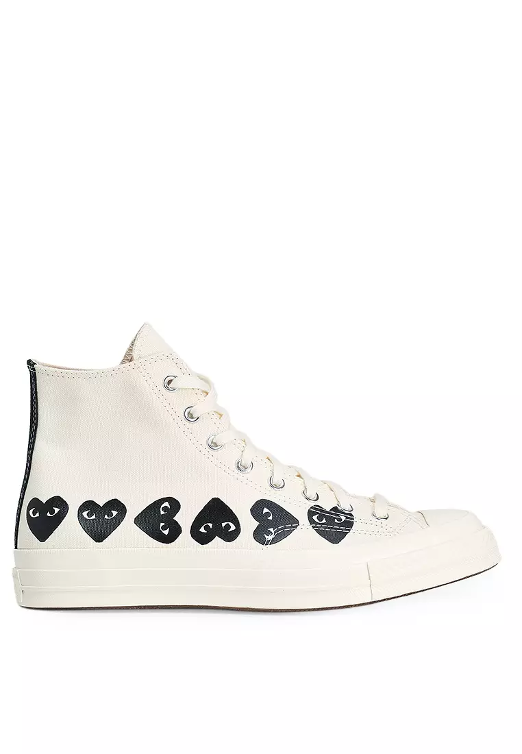 Cdg White High Top Converse Jual CDG Play Chuck 70 Multi Heart