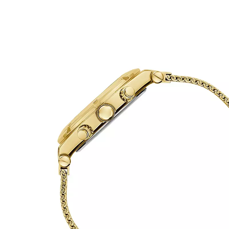 Jam Tangan Pria Guess Continental GW0582G2 Men Multifunction Black Dial Gold Mesh Strap