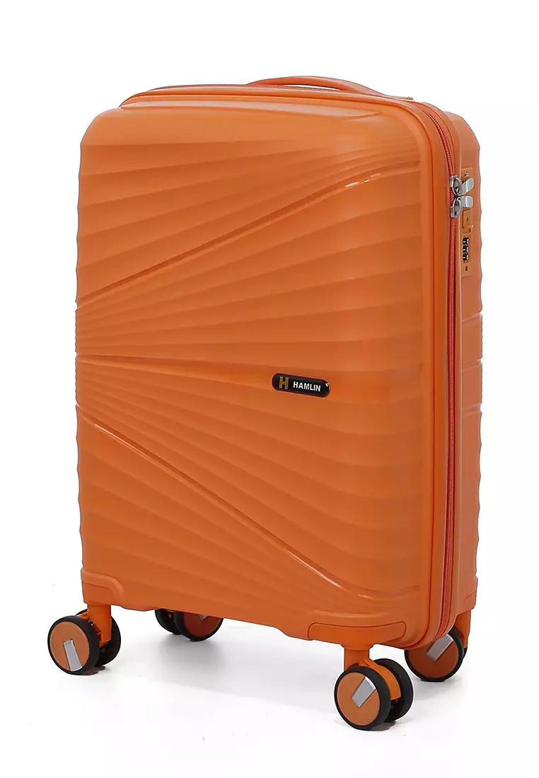 Carlton Koper Size 20inch Unisex Lock Anti Theft Zipper Suitcase Material Fiber ORIGINAL - Orange