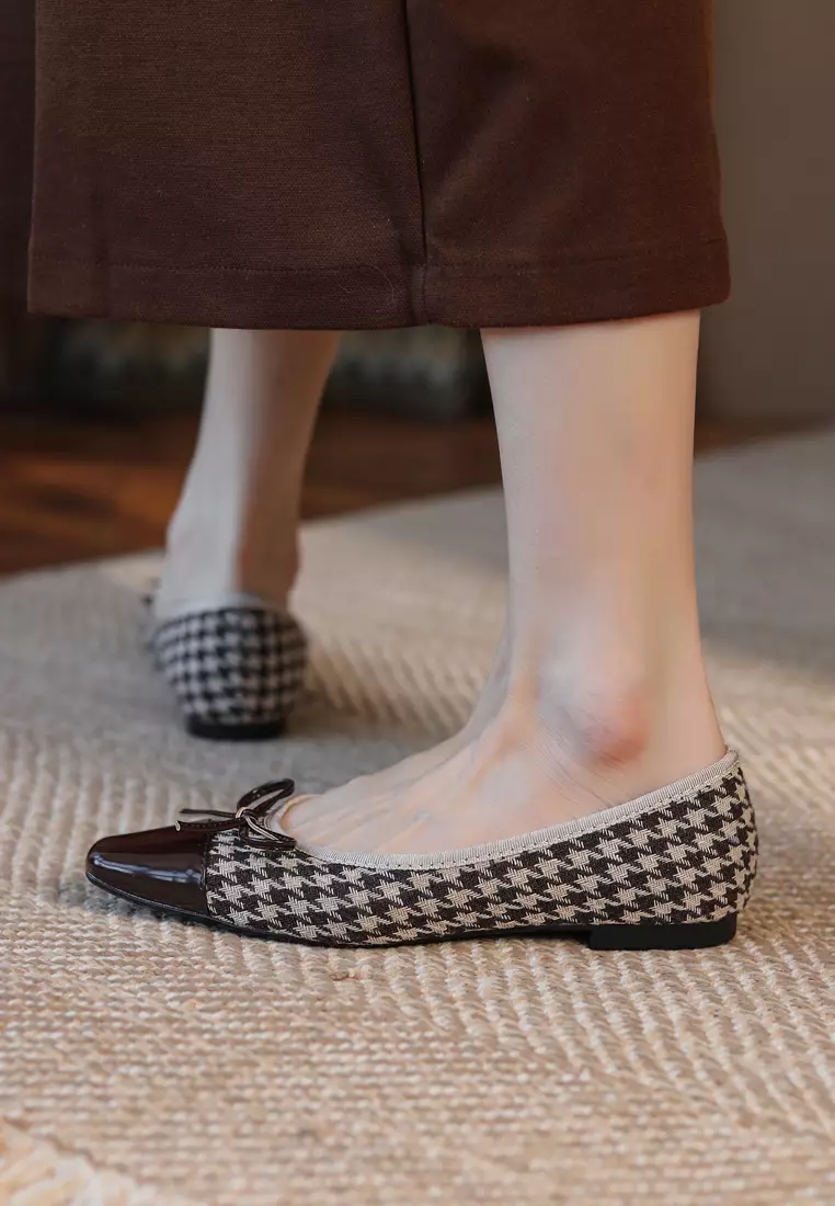 Square Toe Woven Fabric Ballerina XJ877-1