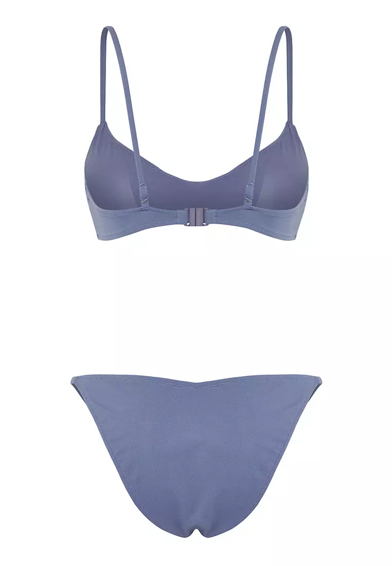 Blue Bustier Regular Waist Brazilian Bikini Suit Tbess25Bt00174