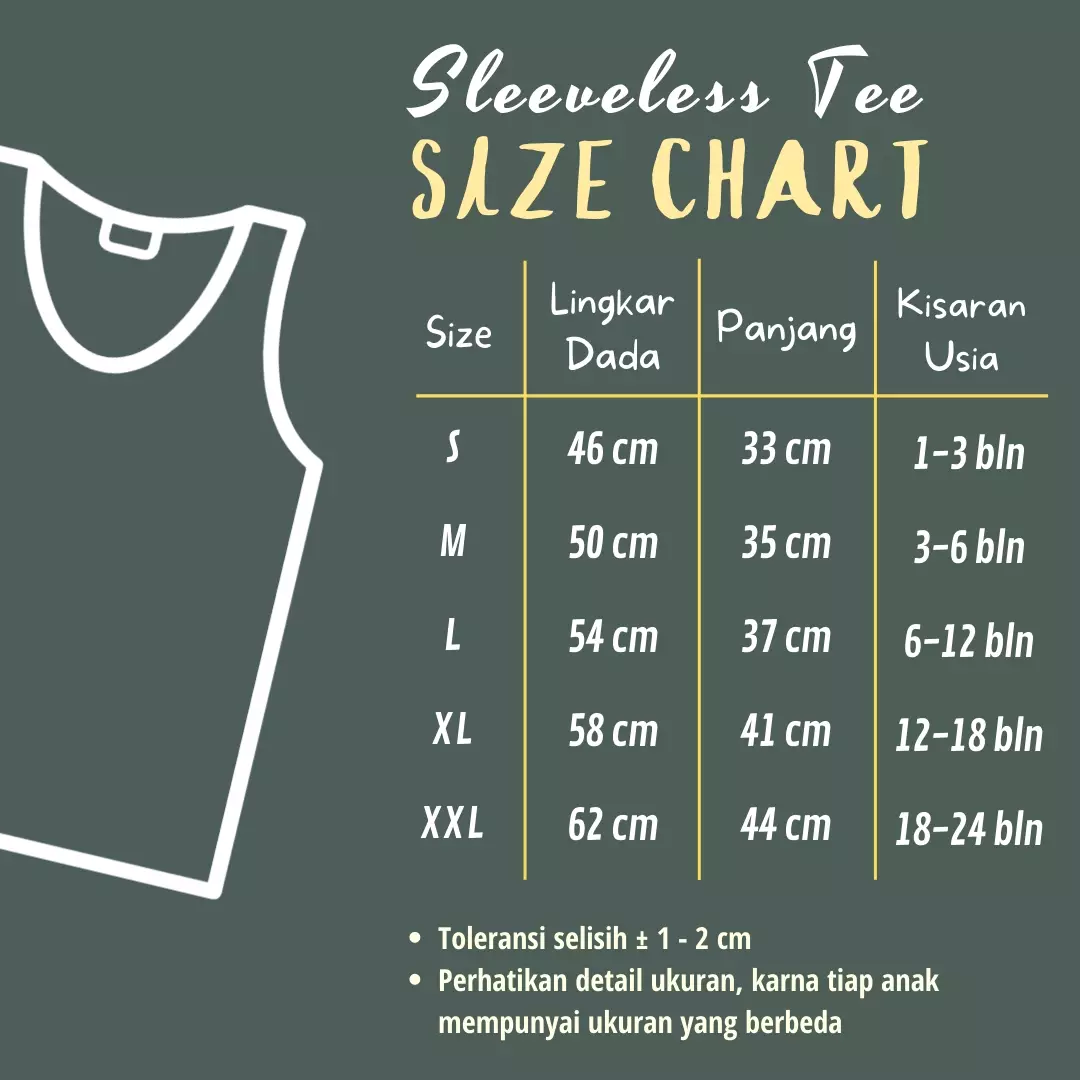 Wakakids Kaos Atasan Singlet Bayi Anak Unisex Usia 0 Bulan Hingga 24 Bulan Baby Muda SLM Kuning