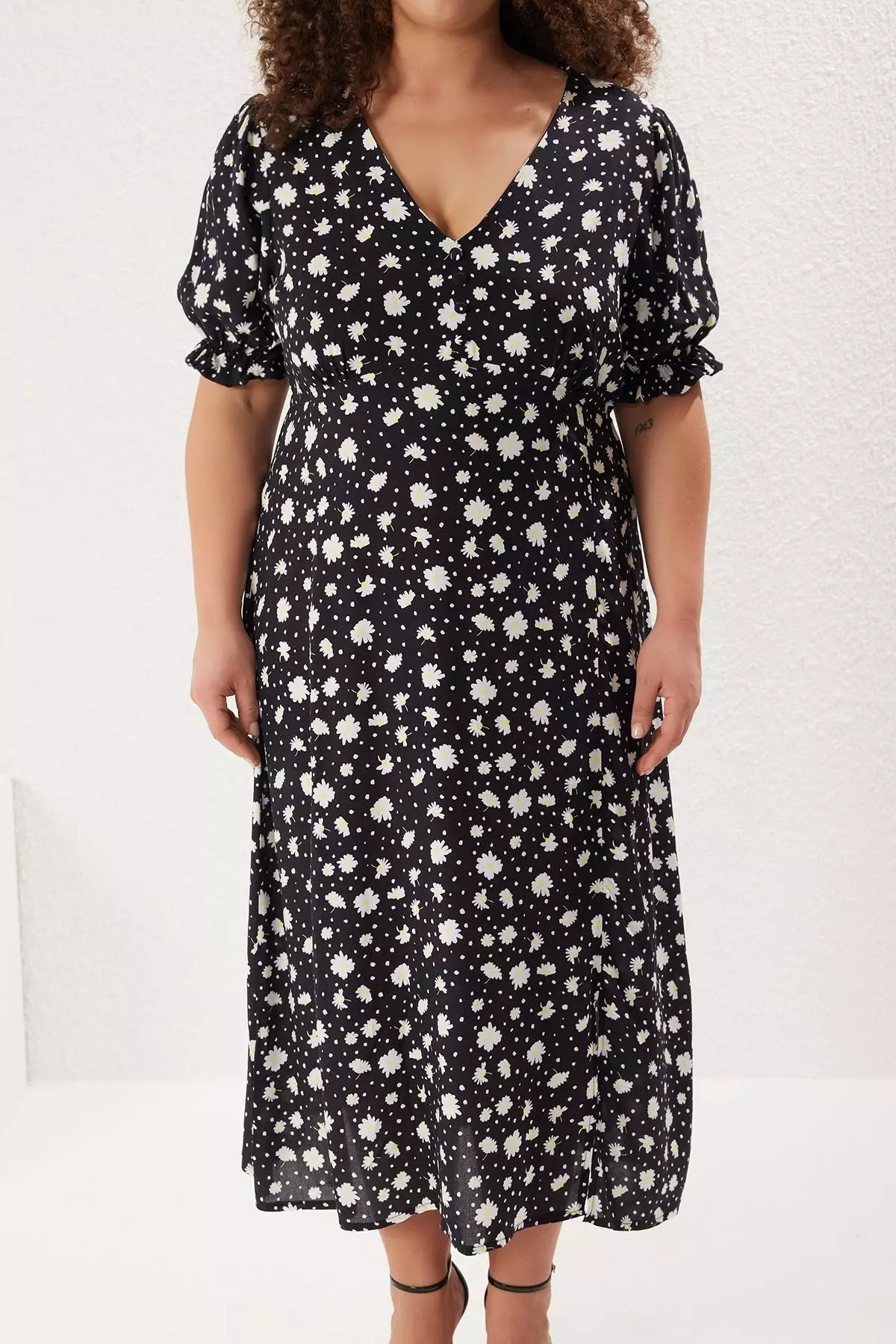 Plus Size Floral Woven Slit Dress