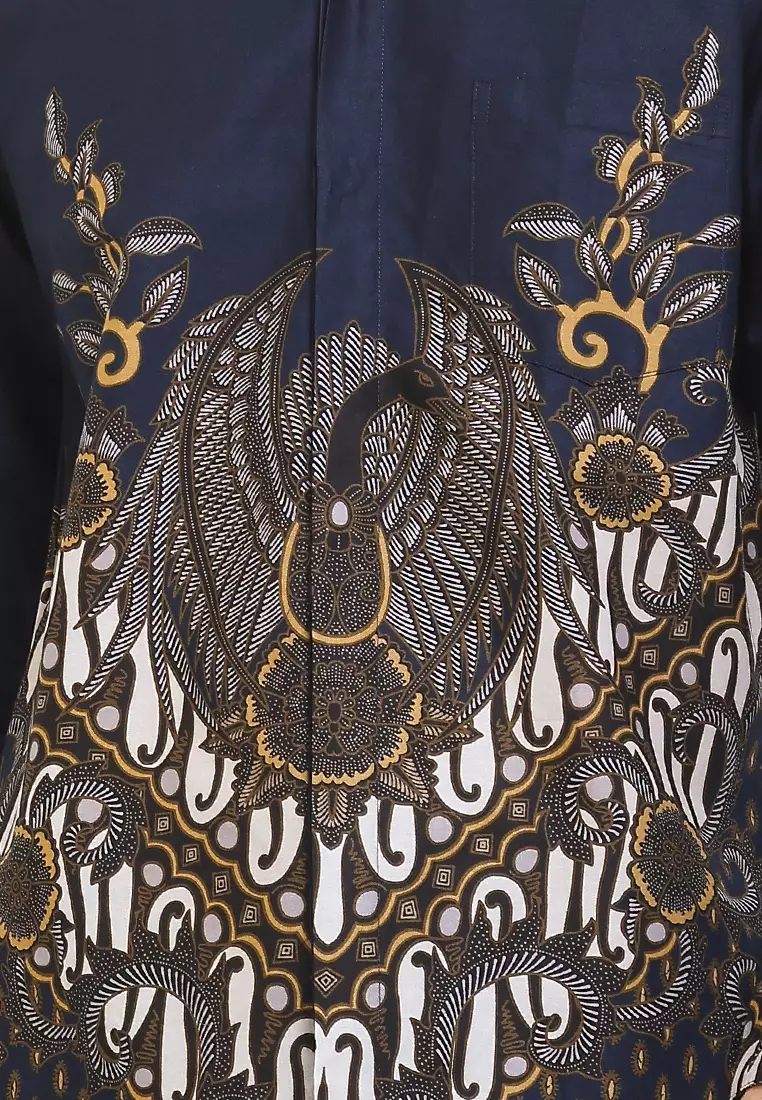 Kemeja Batik Pria Lengan Panjang Dexler Navy