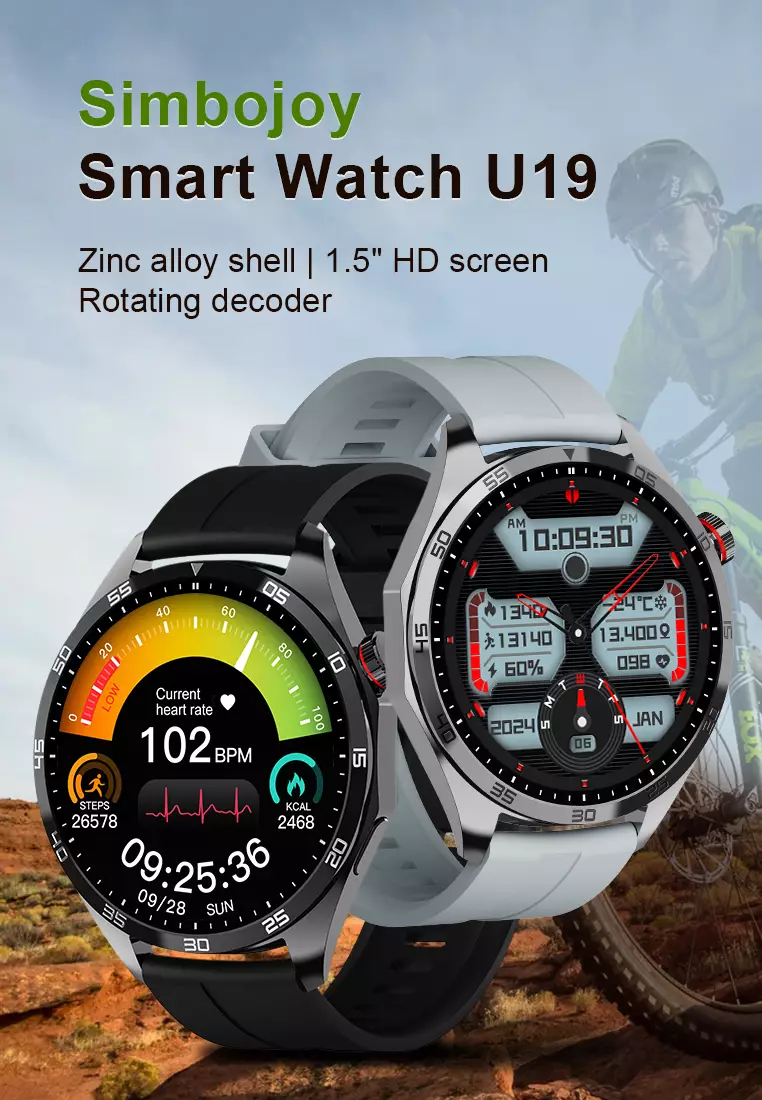 Smart Watch U19 Zinc Alloy Shell Strong Battery Life Health Management Jam Pintar AI Voice Assistant grey