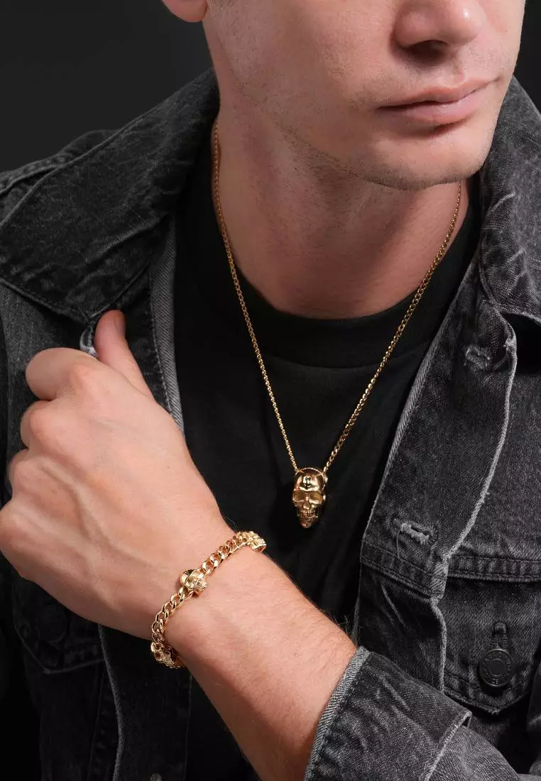 Police Vertex Gold Stainless Steel Bracelet For Men PPEAGB0000906