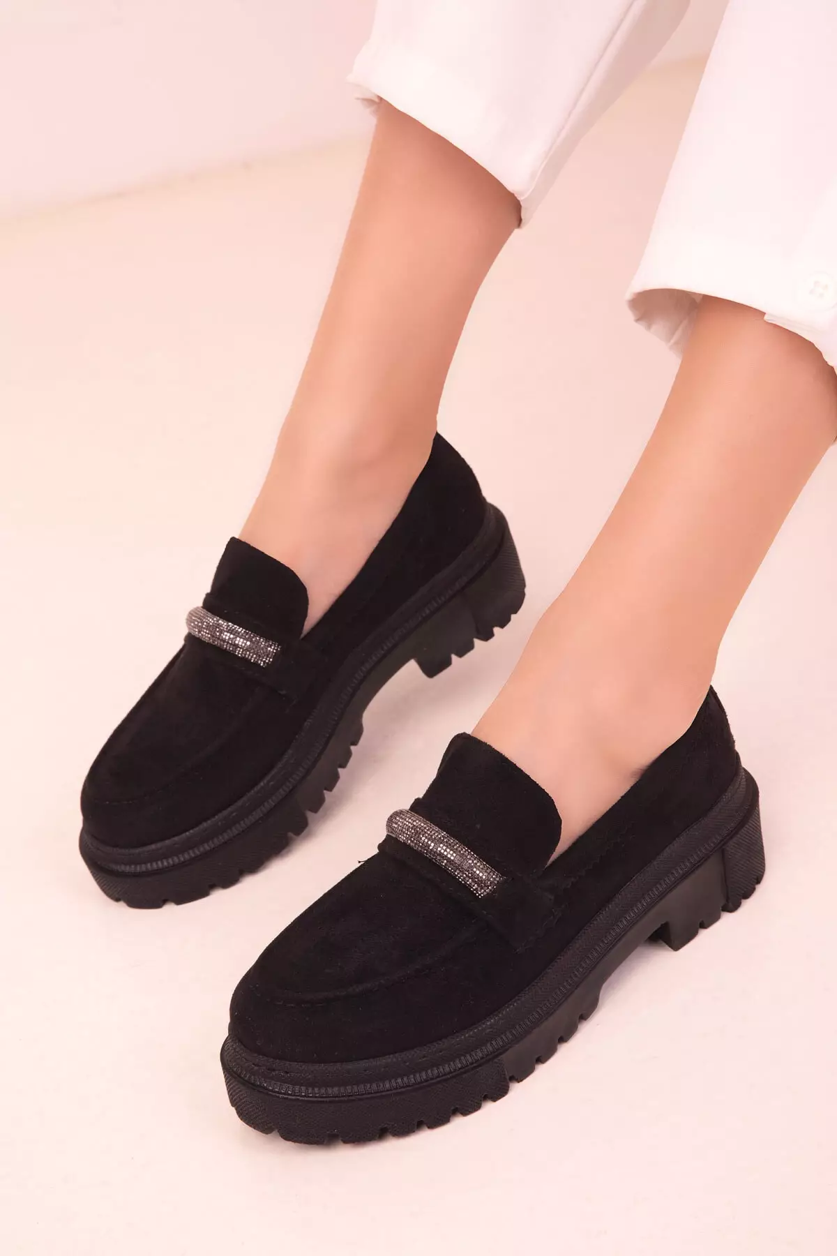 Embellished Twisted Metal Loafers