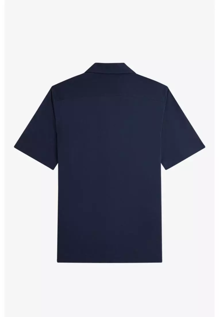 Fred Perry M1745 Compress Mesh Revere Collar Shirt (Dark Airforce)