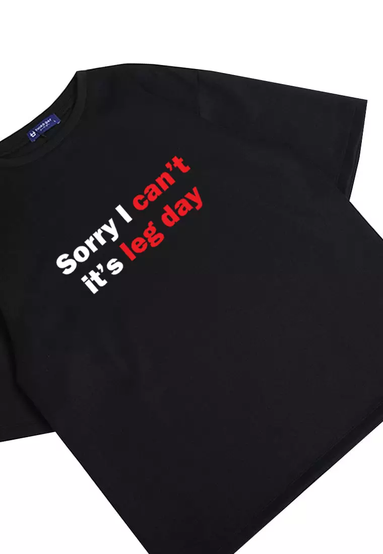 MTQ05 kaos oversize gym bahan scuba distro gymbro sorry i cant leg day binaraga cowo hitam