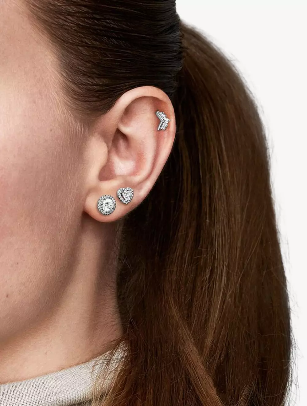 Jual PANDORA Heart sterling silver stud earrings with clear cubic