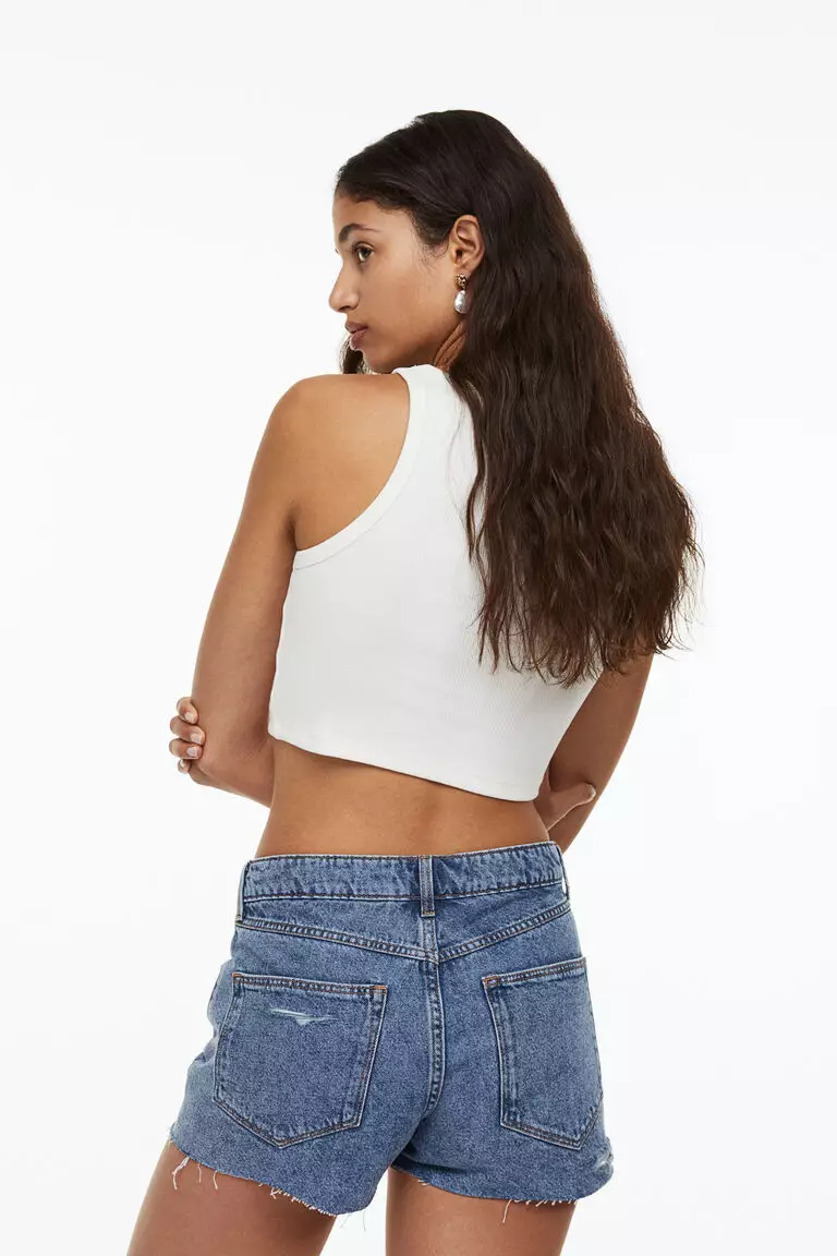 Cotton denim shorts
