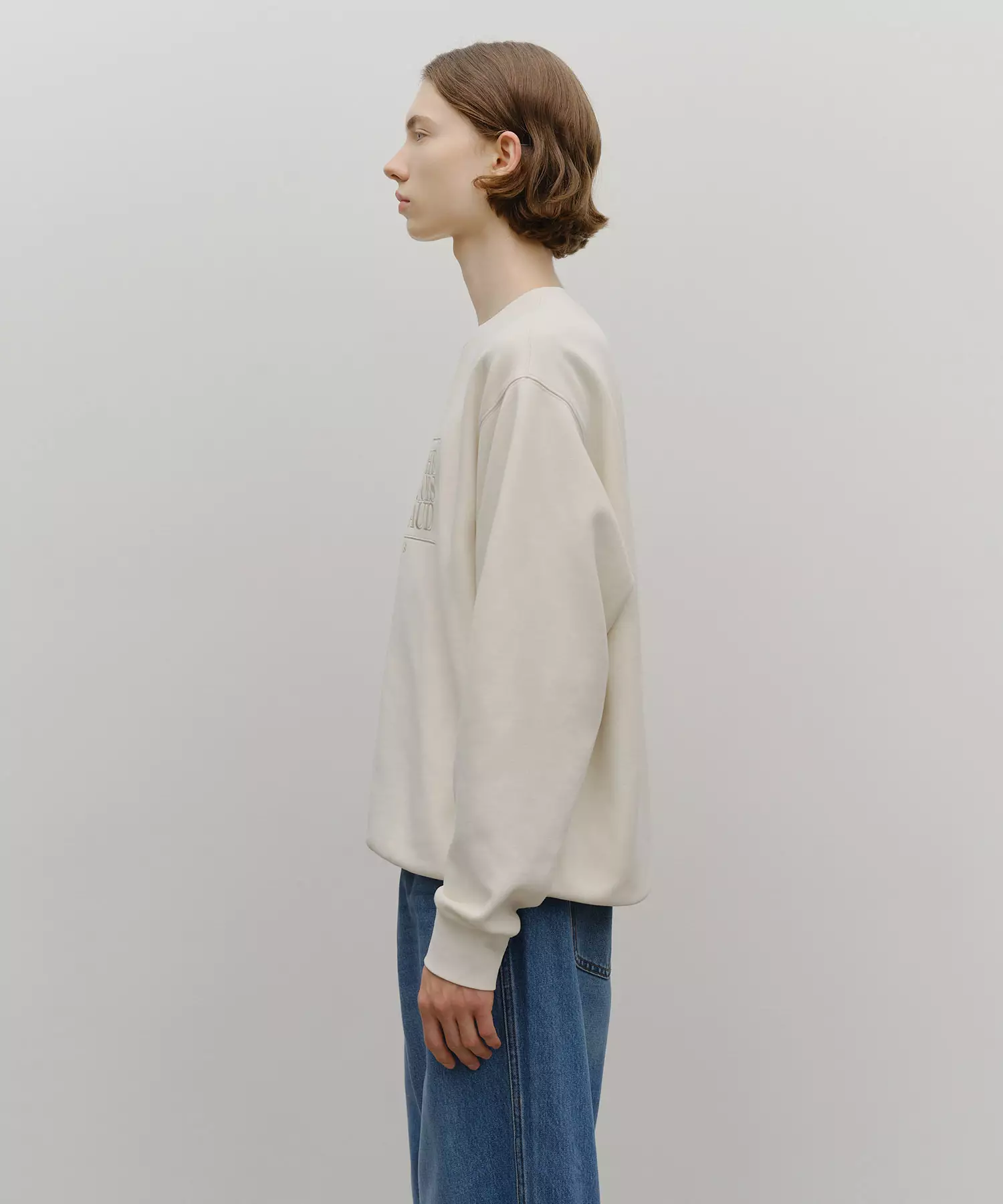 CLASSIC LOGO EMBROIDERY SWEATSHIRT (BRUSHED) cream