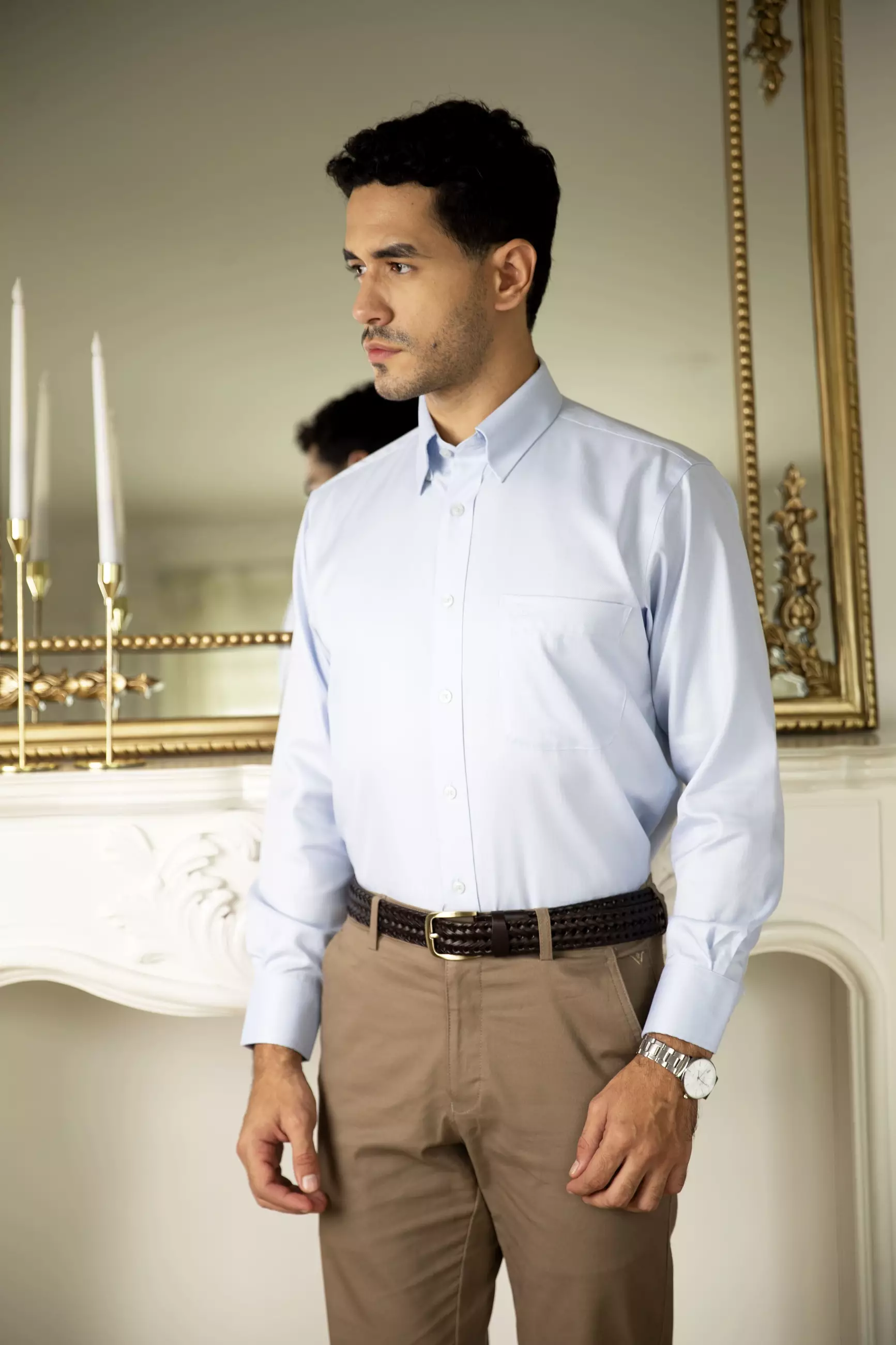 Kemeja Lengan Panjang Pierre Cardin Solid Remy - Light Blue Cotton Smart Casual