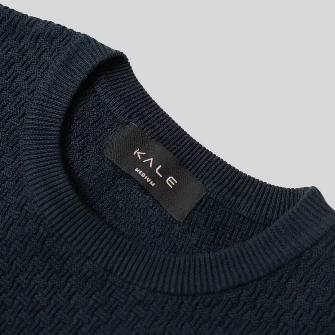 Kale ROGER NAVY / Atasan Rajut Pria / Sweater Rajut Tangan Pendek / Baju Pria