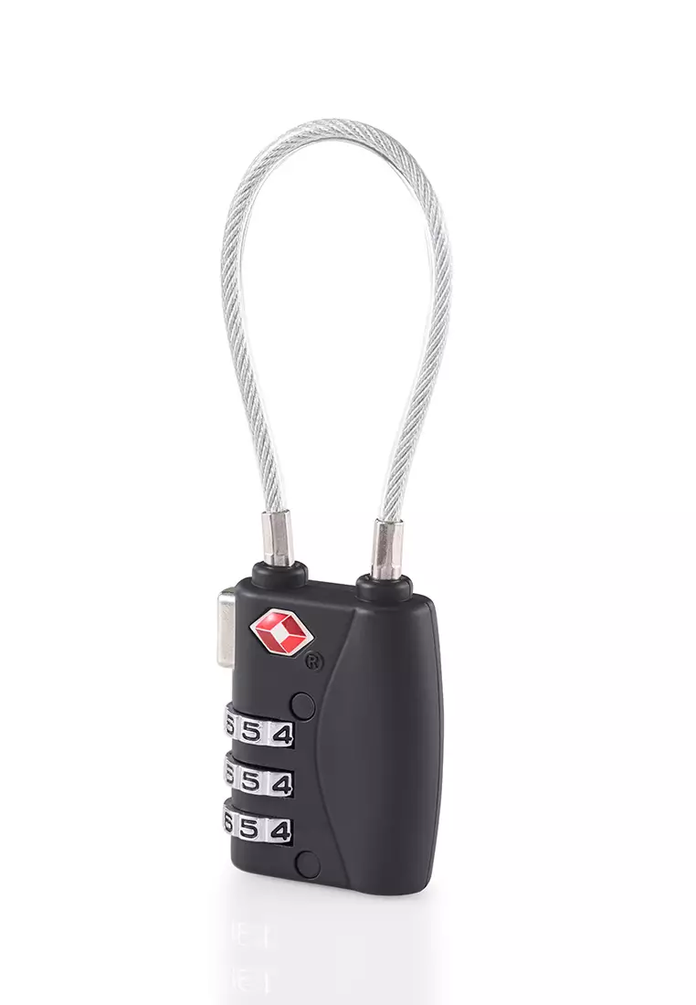 TRAVEL ESSENTIALS 3.DIAL CABLE LOCK TSA - BLACK