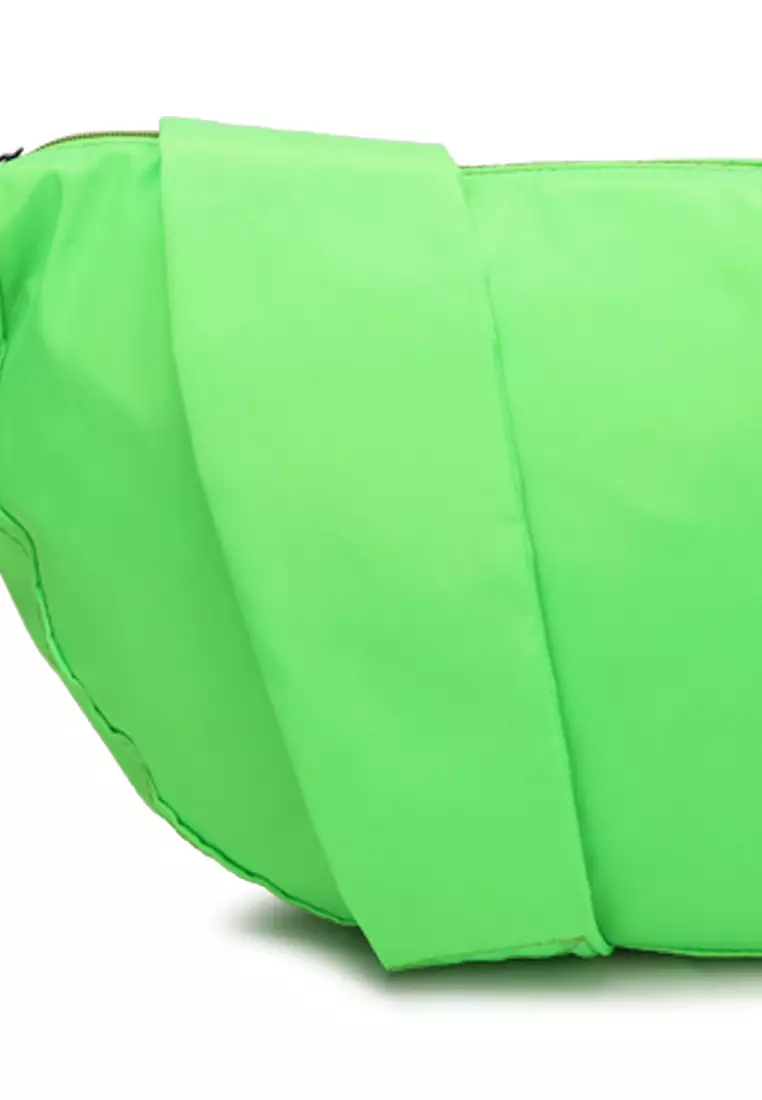 Tas Hobo Nilon Dengan Tali Yang Dapat Disesuaikan Warna Hijau Mengkilap