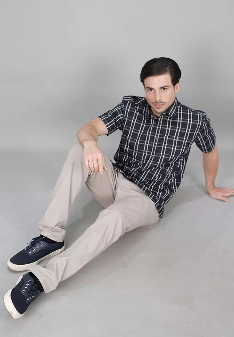 LGS - Regular Fit - Kemeja Casual Pria - Lengan Pendek - Motif Kotak-kotak - CSH.270.S730