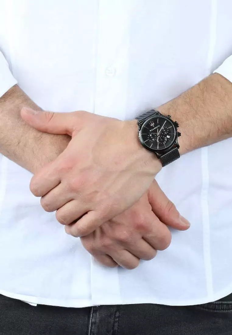 【2 Years Warranty】Maserati Epoca 42mm Black Sunray Dial Men's Chronograph Quartz Watch R8873618013