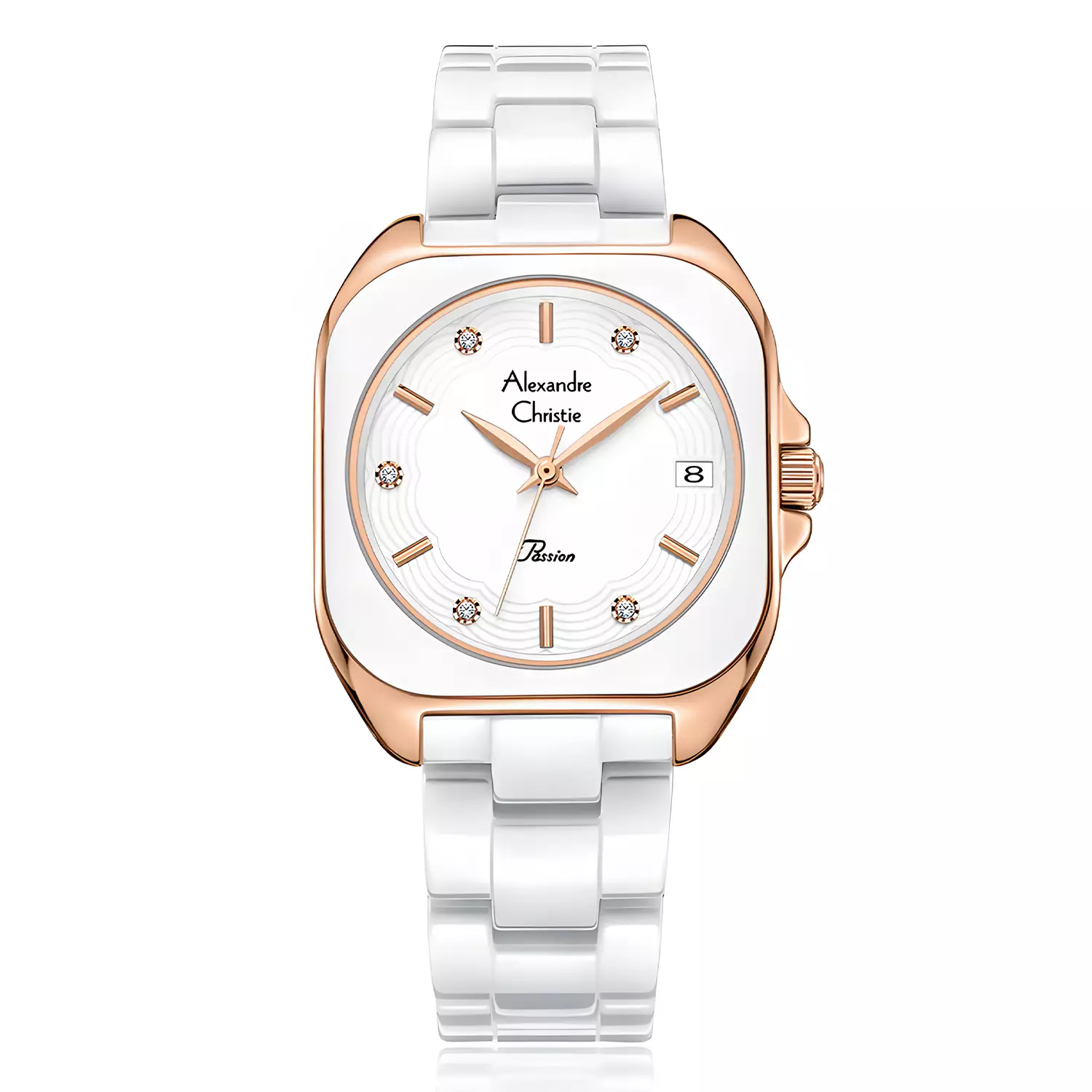Jam Tangan Analog Wanita - Passion Series - Rosegold White Stainless Steel - Ceramic Band - 2B31 LDBRGSL 
