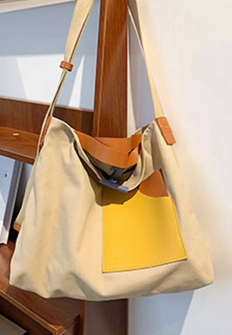 Versatile Casual Patchwork Canvas Diagonal Bag CA22021624KI