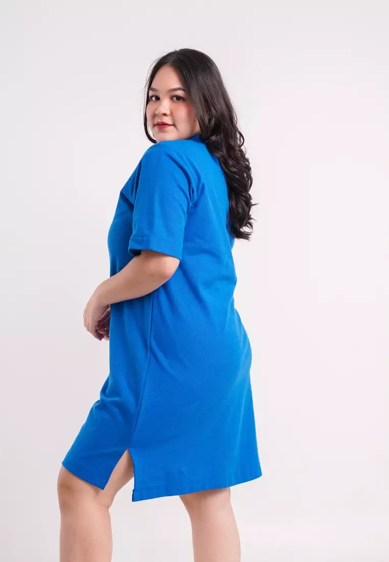 Plus Size Polo Shirt Dress Daniella Blue
