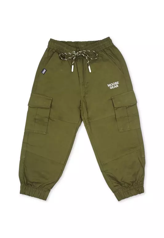 Boys Cargo Jogger Pants with Embro Details