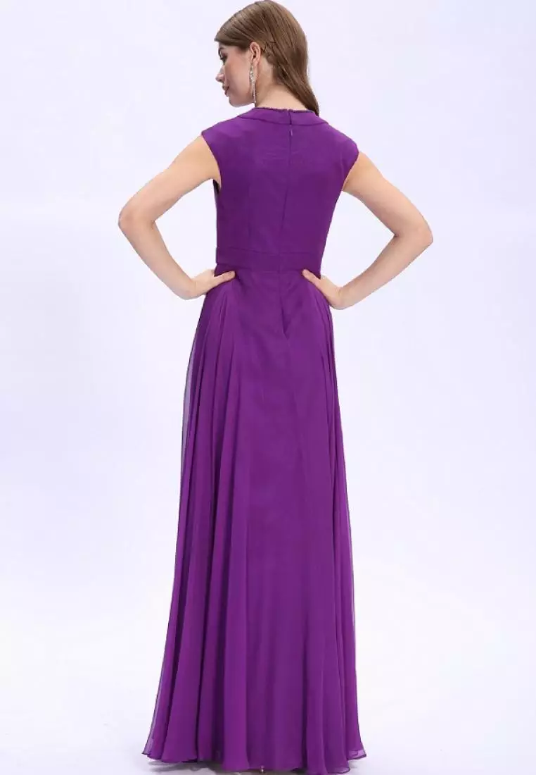 Elegant Style Silk Chiffon Beaded Evening Dress