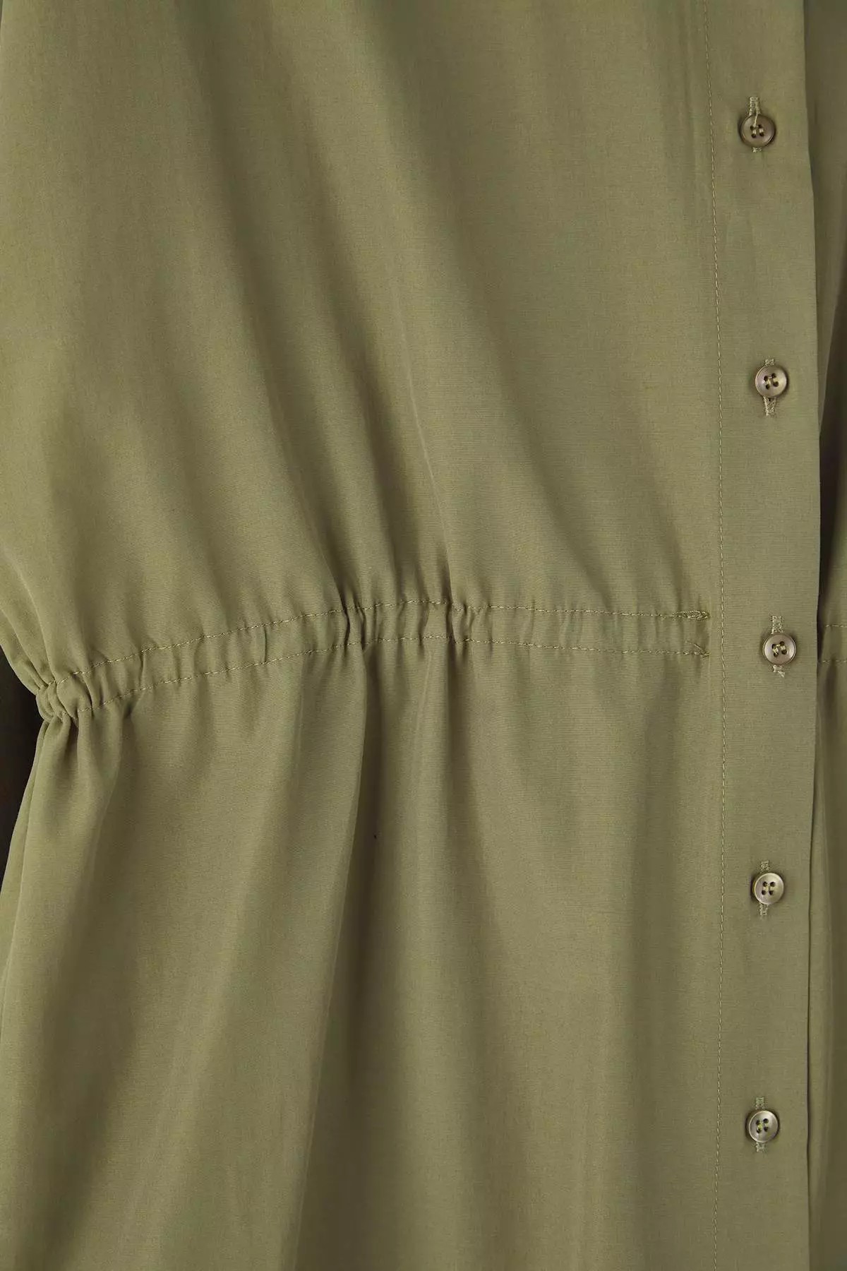 Khaki Pleated Woven Plus Size Shirt
