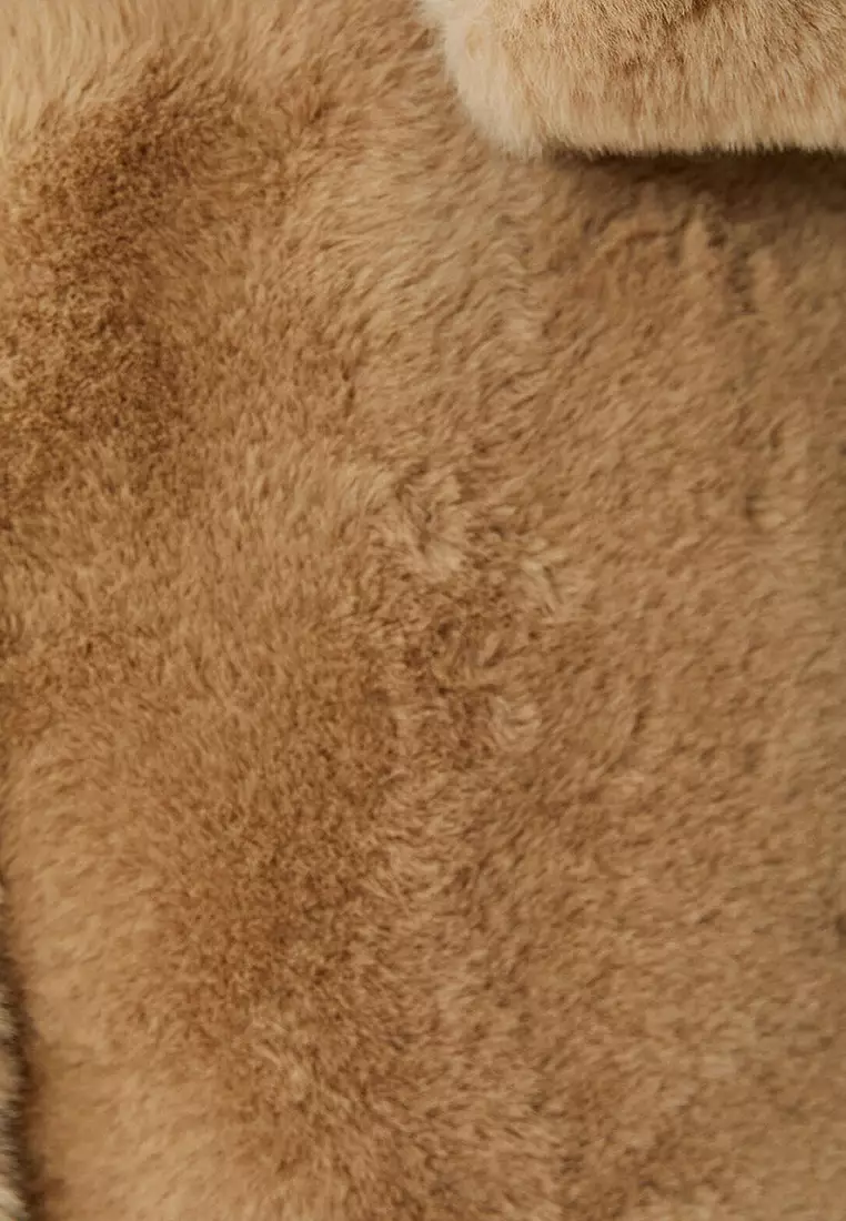 Long Plush Coat With Pocket