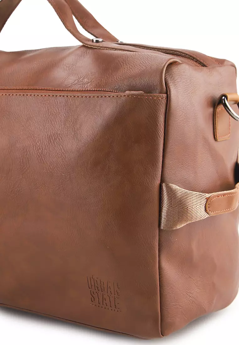 Distressed Leather Carry Duffel Bag